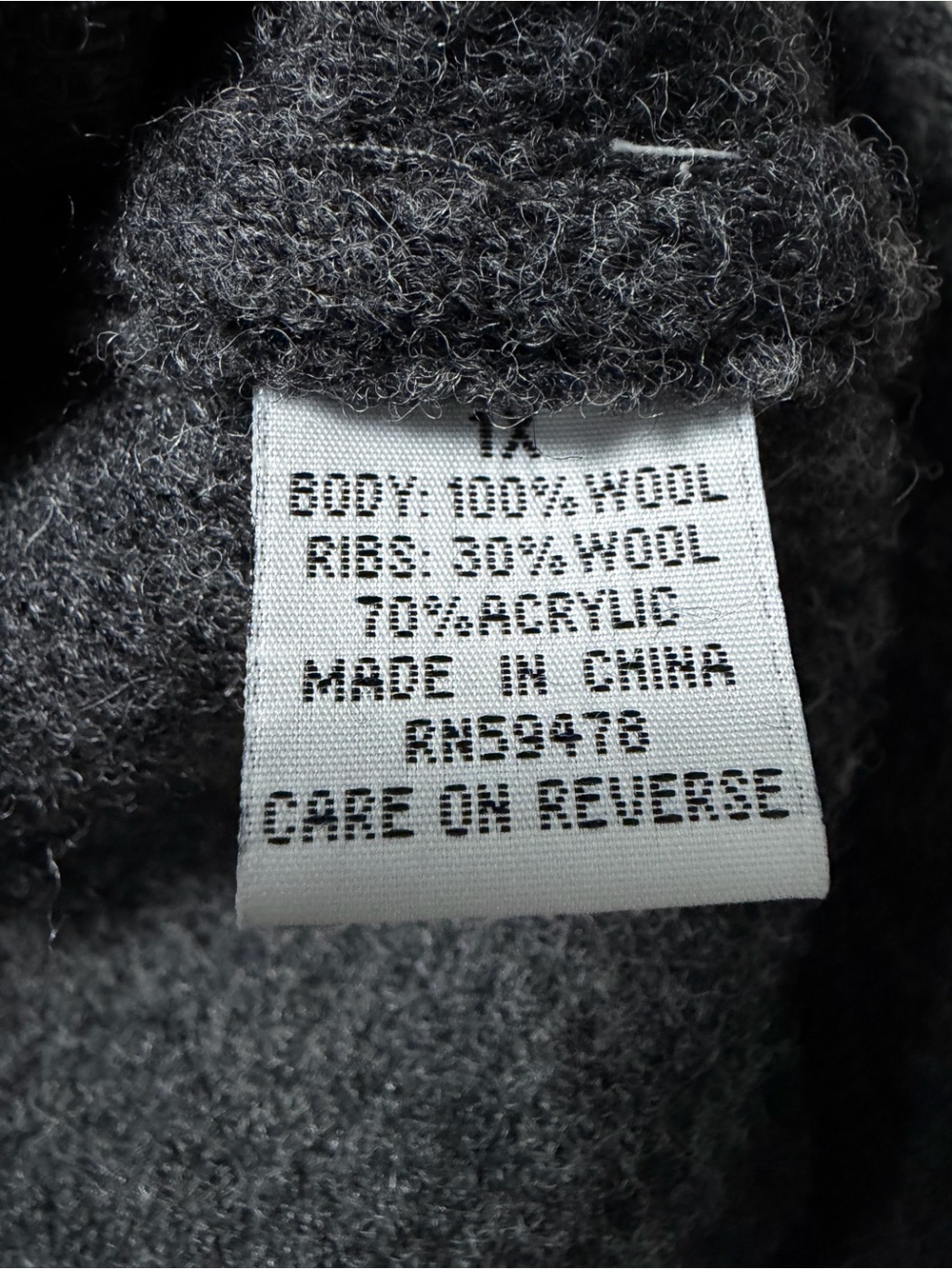 Carole Little Woman Wool Sweater Coat 1X Gray Hook Closure Plus Size - Picture 6 of 7